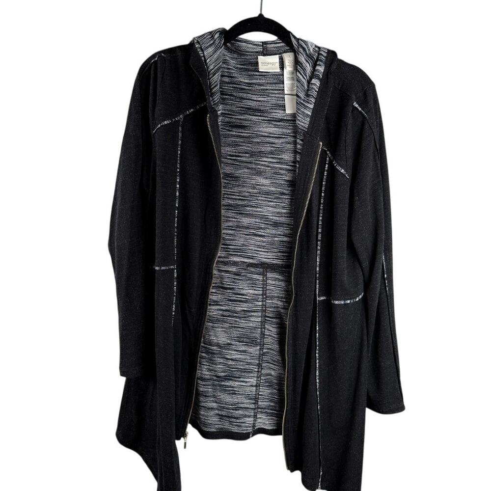 Zenergy by Chico’s Black Athleisure Jacket (over-sz 1) & Pants (sz 2) Set
